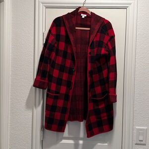 J Jill Buffalo plaid walking coat size small